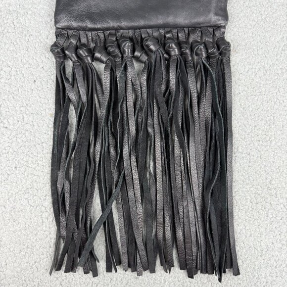 Ecote Bag Medium Black Cow Leather Crossbody Purse Boho Fringe Tassel Shoulder 1 - Picture 4 of 10